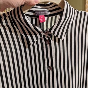 Vince Camuto Black & Cream Oversize Blouse Size XS